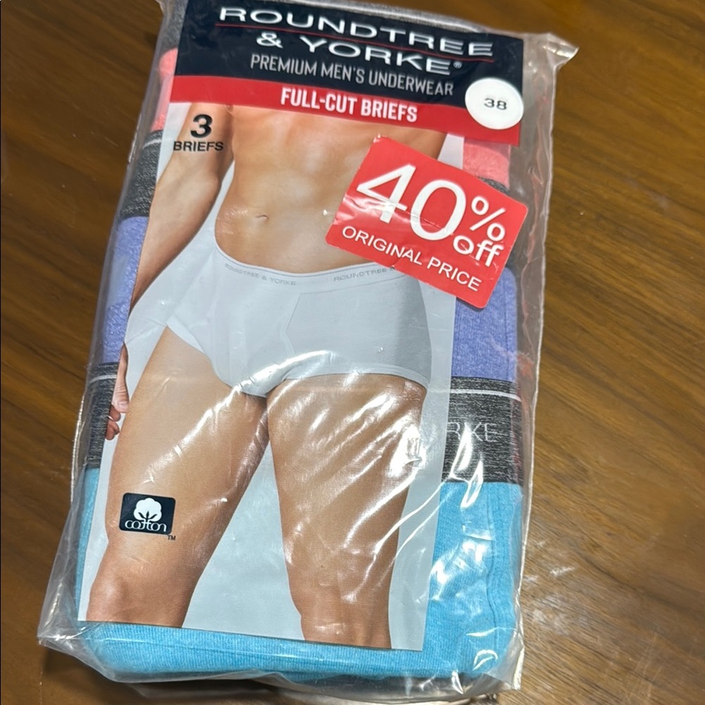 Roundtree & Yorke Men's Full-Cut Briefs - Blue, White, Gray